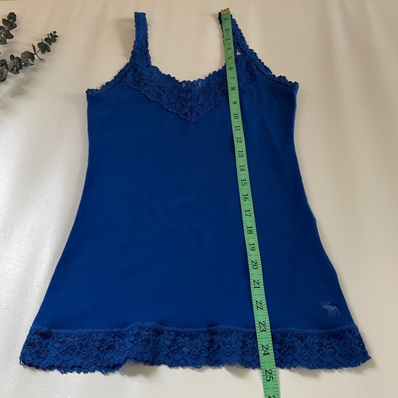 Y2k Abercrombie Fitch Lace Trim Women Medium Tank Top Fitted Logo Preppy Bell - Picture 12 of 13